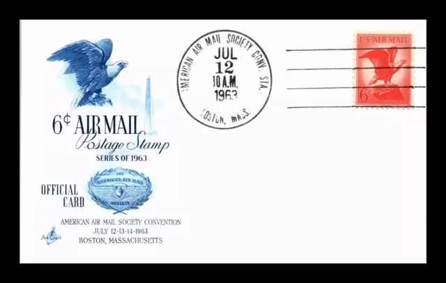 Dr Jim Stamps Us Card Eagle 6C Air Mail First Day Issue Hand Cancel Artcraft