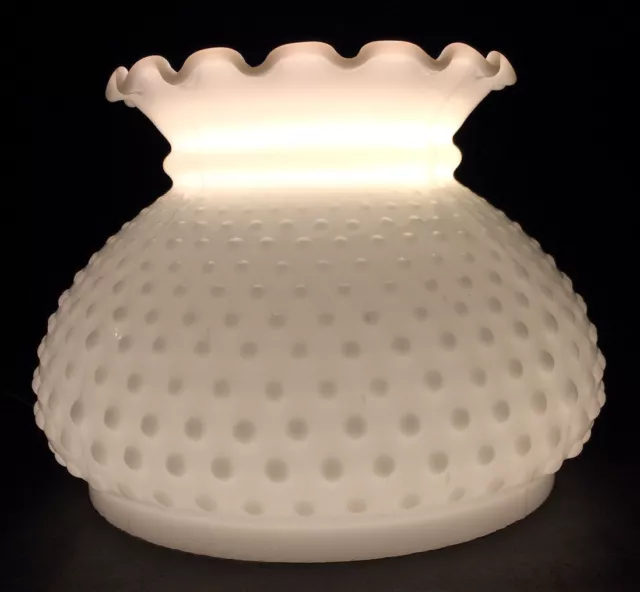 7" Milk Glass White Hobnail Student Kerosene Oil Electric Table Lamp Shade #612 2