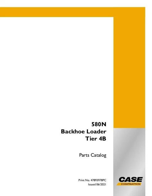 Case Backhoe Loader Tier 4B 580N Parts Catalog