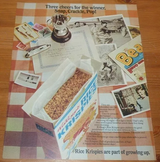 1971 Vintage Large Ad Rice Krispies Snap, Crackle, Pop !