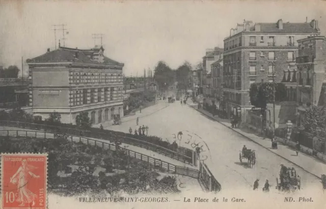 CPA 94 - VILLENEUVE-SAINT-GEORGES - La place de la Gare . 1916