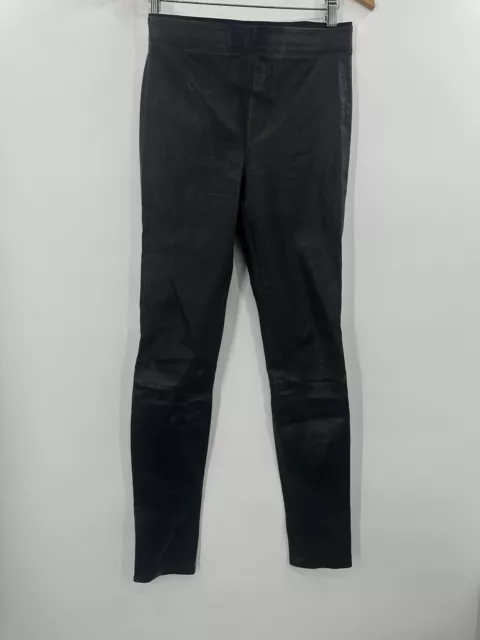 Helmut Lang 100% Lamb Leather Skinny Pants Leggings size 6 Black