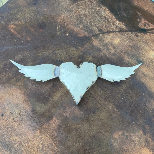 METAL HEARTS, ANGEL Wings, Industrial biker wall hang EUR 11,76 PicClick DE