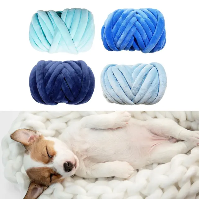250G Chunky Yarn Jumbo Tubular Yarn Crocheting DIY Length 65.6ft Tube Giant  Yarn Bulky Yarn Arm Knit Yarn for Rug Making Blanket Pillow , Light Blue 