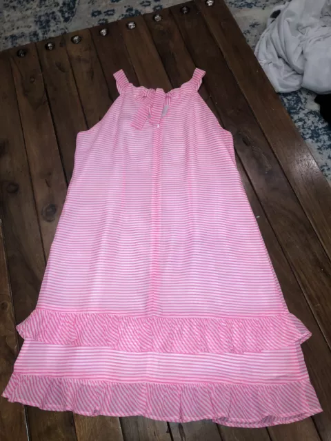 sz 12 Studio 342 Florence Eiseman pink striped dress EUC sleeveless ruffle