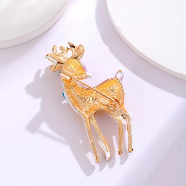 Art Deco Style Small Deer Brooch Enamel Animal Pin Fawn Broach Gift 3