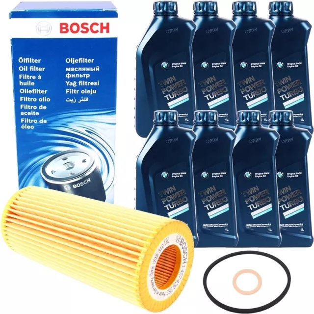 BOSCH ÖLFILTER + 8L ORIGINAL BMW ÖL 5W30 passend für BMW 3ER 5ER X3 X5 30d 35d