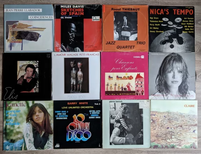 Divers disques vinyle 33 Tours Pop Rock chansons francaise jazz blues