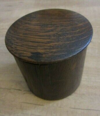 Vintage Round Small Lidded Wooden Trinket Box - 10 cm tall - 9 cm diameter