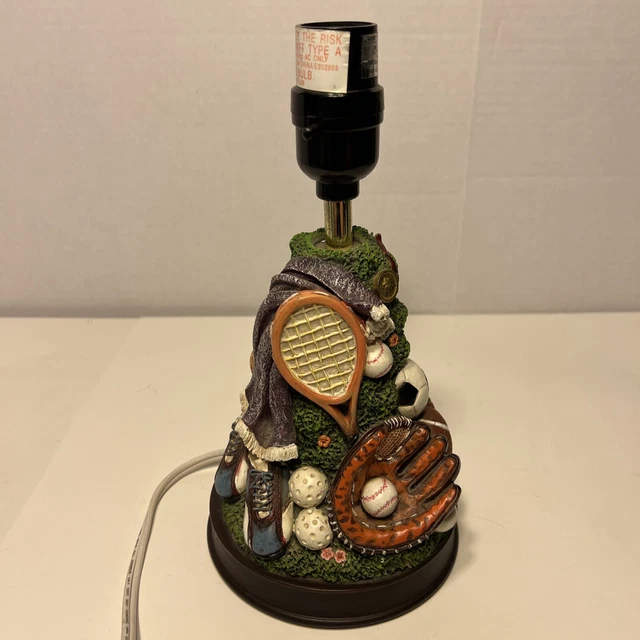 KIDS SPORTS THEME TABLE LAMP 11” TALL Tennis Soccer Running Baseball- No Shade