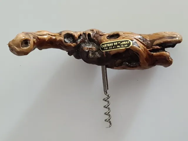 Vintage French Burl Wood Grapevine Root Corkscrew Wine Bottle Opener