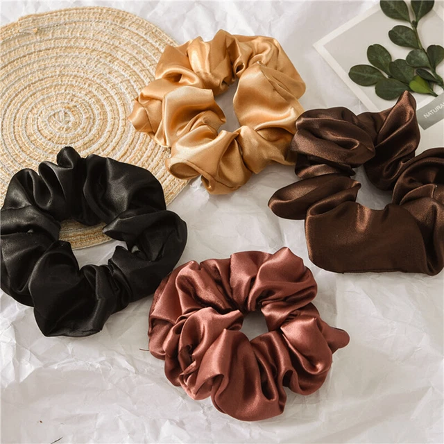 Groß Haargummis Seide Satin Elastisch Haar Ring Bänder Seil Krawatte für Damen Q