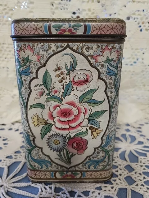 Pretty Vintage Floral Biscuit Tin From Holland