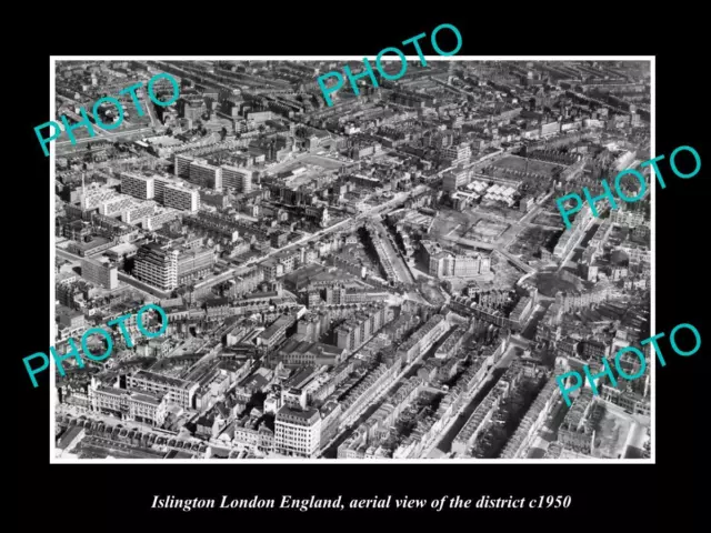 OLD LARGE HISTORIC PHOTO ISLINGTON LONDON ENGLAND DISTRICT AERIAL VIEW c1950 1