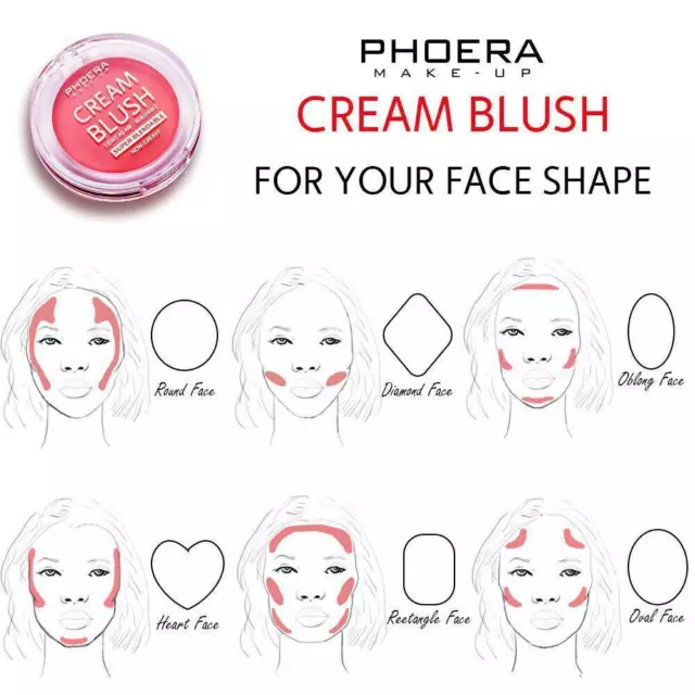 PHOERA® Cream Blush Natural Cheek Blendable Blusher Sweat-Resistant Non-Greasy 2