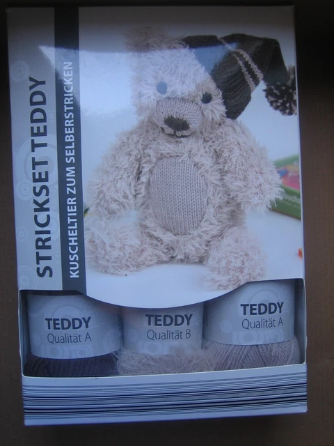 Strickset Teddy mit Mütze Kuscheltier zum Selbststricken Komplett-Set mit OVP