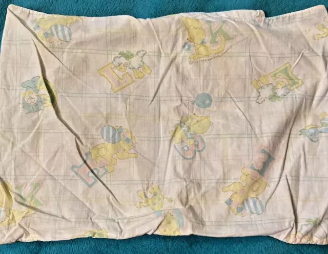 Vintage 1981 Kendall Company Baby Pillowcase kangaroo bear bunny sheep