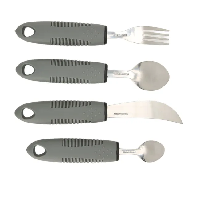 4 pz utensili adattivi coltello forchetta cucchiai ponderati manici larghi grigio facile presa Regno Unito