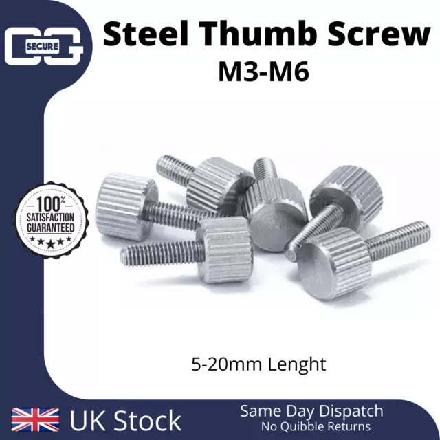 Carbon Steel Knurled Thumb Screw M3 M4 M5 M6 Small Thumbscrew Bolt 5mm to 20mm