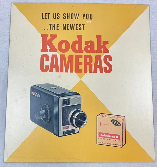 VINTAGE KODAK CAMERA Film Cardboard Sign Stand Up Store Display 20 1/2