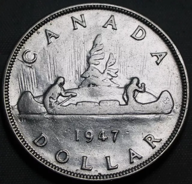 Canada George Vl 1947 Silver Dollar - Pointed 7 variety  #151802