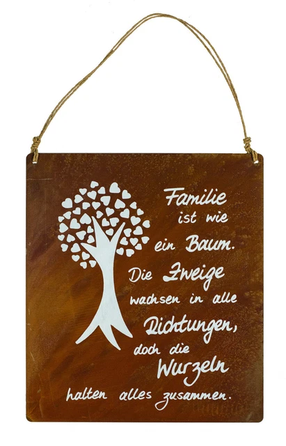 METALLSCHILD EDELROST WURZELN Baum Familie Spruchtafel Schild Spruch