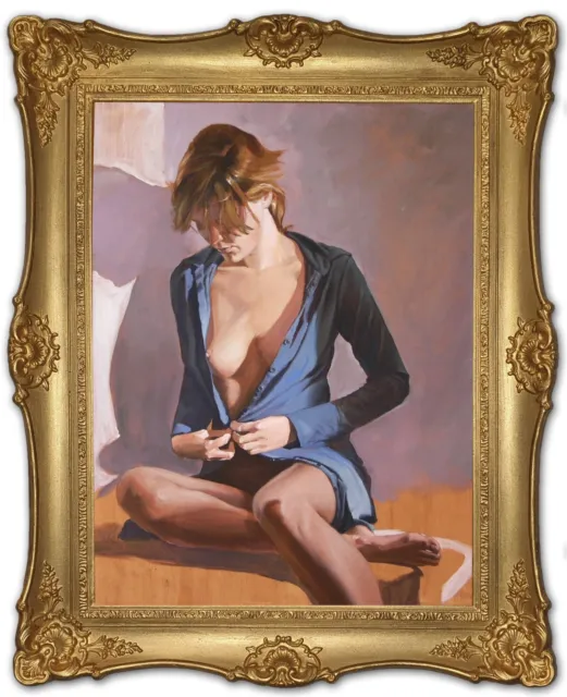 Erotik Akt Nude art Bild 40x50 mit Antik Gold Rhamen  Woman Erotic ER371
