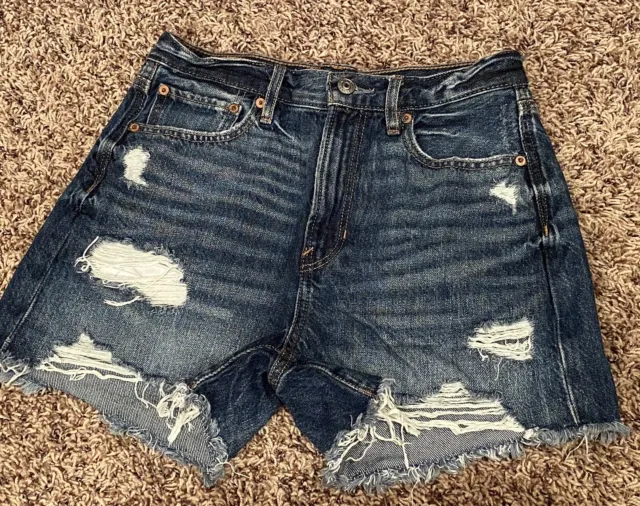 American Eagle - Women's 90's Boyfriend High Rise Jean Shorts Distressed, Size 2