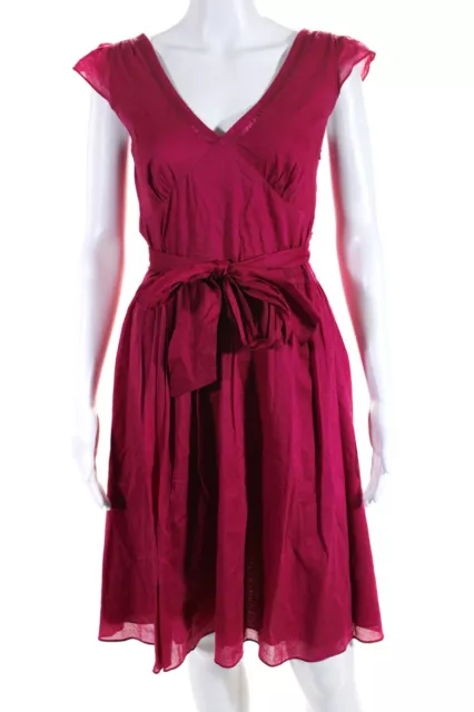 Calvin Klein Women's V-Neck Sleeveless Tie Waist Mini Flare Dress Pink Size 2
