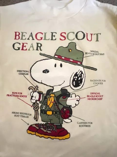 Vintage 90s SNOOPY the BEAGLE SCOUT Heavyweight long sleeved TShirt Boys SZ 5