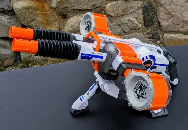 2013 Nerf N-Strike Elite Rhino-Fire Full Auto  +Tripod and 2x 25-Ammo Drums Read