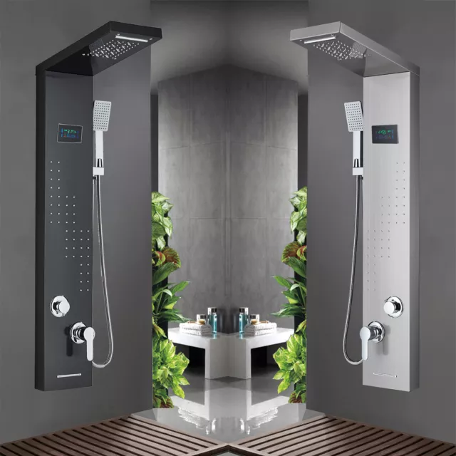 ELLO&ALLO Stainless Steel Shower Panel Tower System Massage System W/ Body Jets