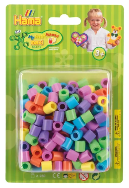 Hama 10.8521 250 Maxi Beads in Blister Pastel Mix, Multicolored