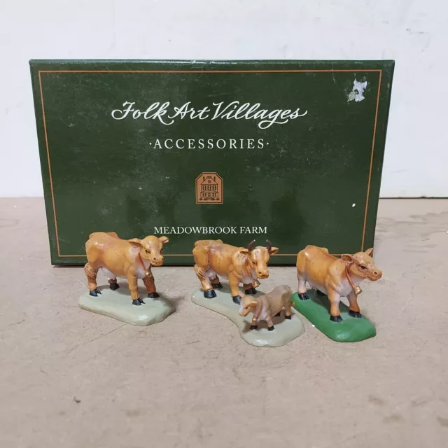 Vintage Folk Art Accessories Meadowbrook Farm four cows 30010513 Miniatures