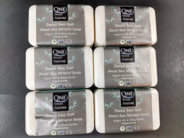 6 PACK One With Nature - Dead Sea Mineral Bar Soap - Dead Sea Salt - 7 oz.