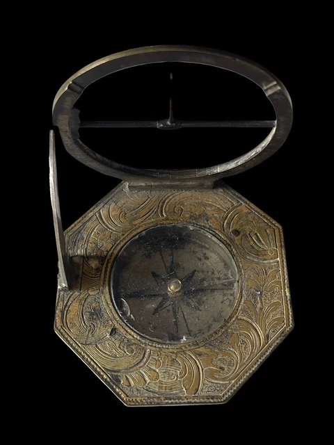 Boussole Cadran Solaire Laiton Antique - J.J.Hicks London - Avec Boîte Bois - Collection Nautique