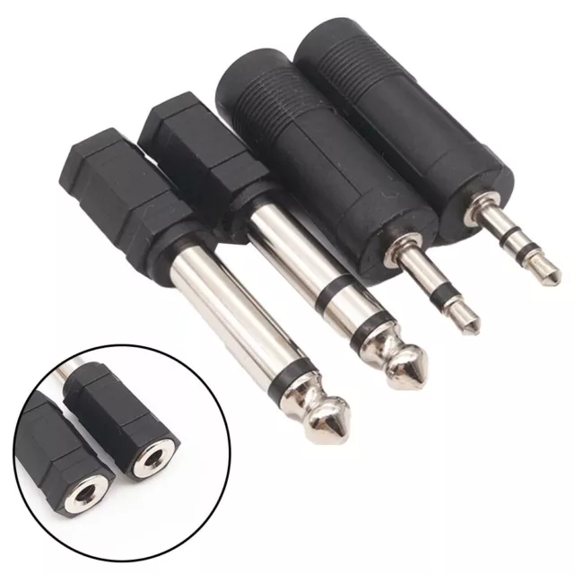 Durable Casque D'Écoute Adaptateur Connecteur 4PCS 6.3mm Noir Convertisseur