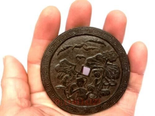 Collected Ancient Bronze China Harmonious Two Immortal Feng shui Decoration Gift