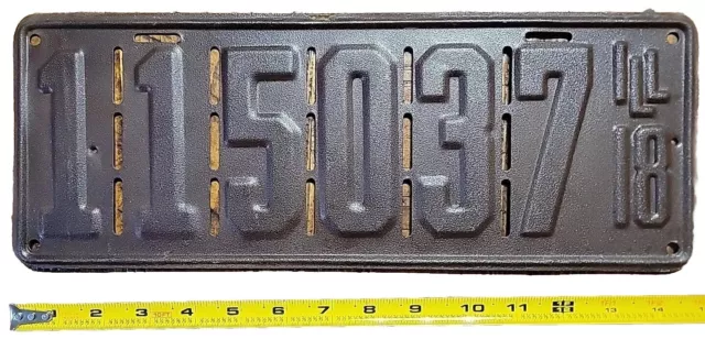 Illinois 1918 Beautiful License Plate Vintage Original Truck Metal Sign