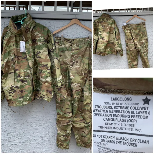 New ECWCS Gen 3  Layer 6 Jacket XL And Trousers L Long Enduring Freedom OCP Wet