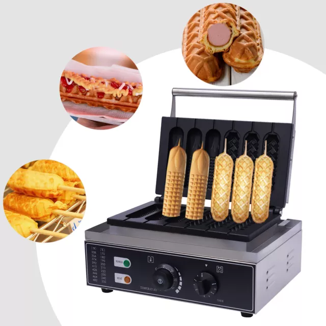 2 SHAPE COMMERCIAL Electric Waffle Maker Hot Dog Muffin Machine Corn