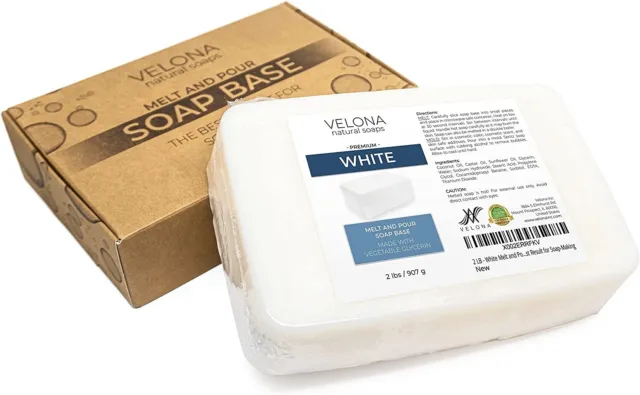 2 LB - White Melt and Pour Soap Base by Velona | Natural Bars for Best Result