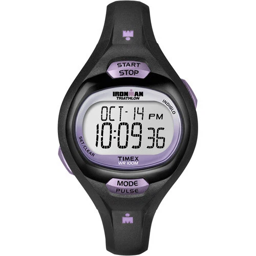 Timex Women's T5K187 Ironman Essential Pulse Black/Purple Resin Strap Watch