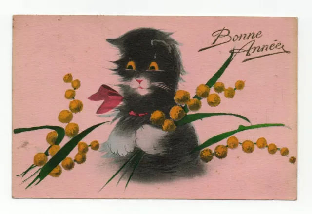 Bonne année . Chat noir