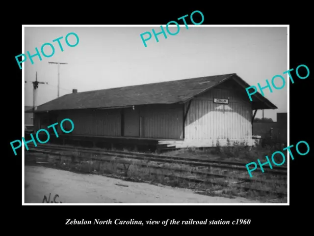 OLD LARGE HISTORIC PHOTO OF ZEBULON NORTH CAROLINA THE RAILROAD STATION c1960