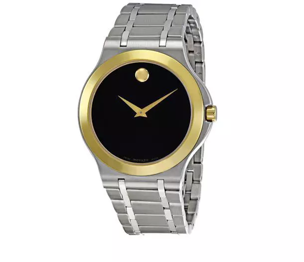 Movado Collection Dial Stainless Steel Two Tone Watch Silver Gold Men's 1533