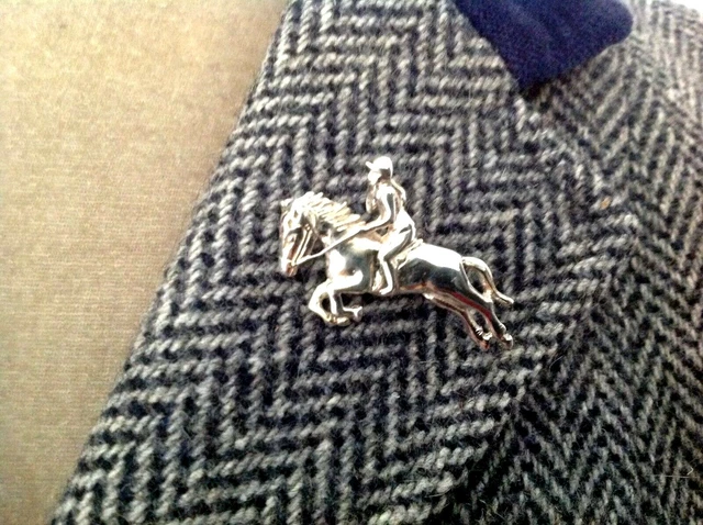 ARGENTO STERLING spettacolo salto cavallo ragazza cavaliere dressage spilla eventi