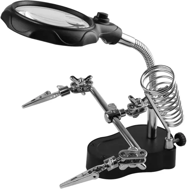 Helping Hands Magnifying Glass Soldering Station, LED Lighted 3.5X 12X Magnifier