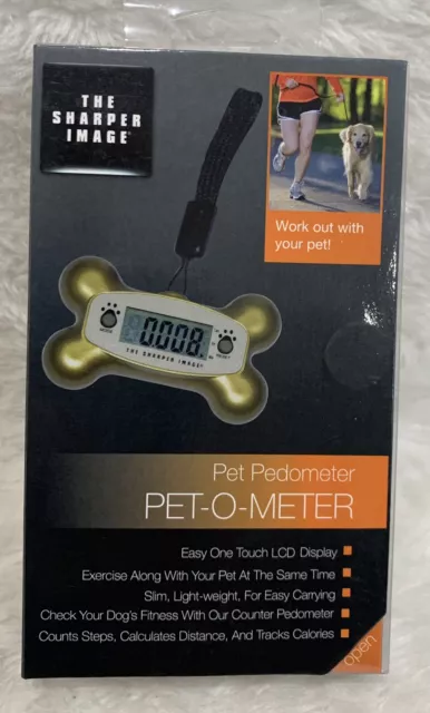 Pet Pedometer Pet-O-Meter Counts Steps by Sharper Image Dogs Cats NEW SEALED