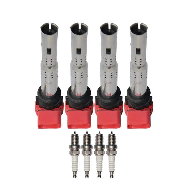 4 * bobine di accensione + 4 * candela per Audi R8 A4 A5 A6 A7 A8 Volkswagen Touareg Porsche
